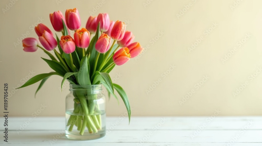 Tulips in a Vase on a White Table Tulips in a Vase on a White Table
