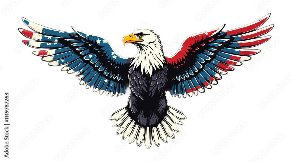 Obraz premium American Bald Eagle with Flag Wings