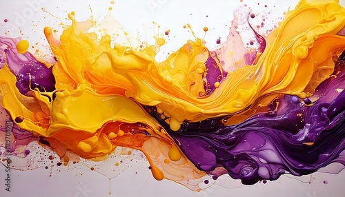 Paint splash voilet nad yellow photo