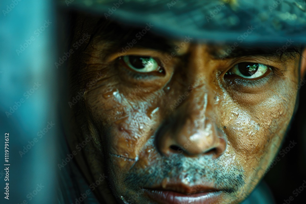 A close-up shot of a person wearing a hat, suitable for use in various contexts such as fashion, travel, or everyday life A close-up shot of a person wearing a hat, suitable for use in various contexts such as fashion, travel, or everyday life