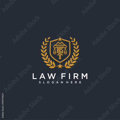 HS letter monogram logo for lawfirm with pillar & leaf image design