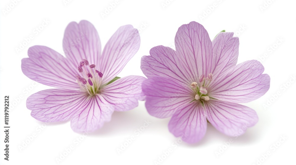 Delicate closeup of two isolated pink flowers showcasing intricate petals and soft colors against a white background. Delicate closeup of two isolated pink flowers showcasing intricate petals and soft colors against a white background.