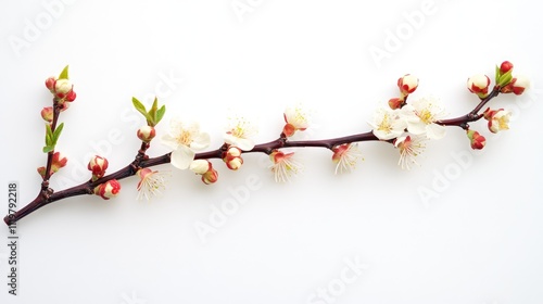 Flowering branch of Dracocephalum moldavica with delicate blossoms against a clean white background showcasing natural beauty and elegance photo