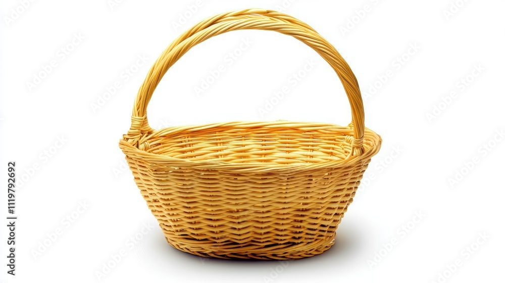 Wicker basket on white background ideal for design and decorative purposes with a rustic and natural aesthetic for various projects Wicker basket on white background ideal for design and decorative purposes with a rustic and natural aesthetic for various projects