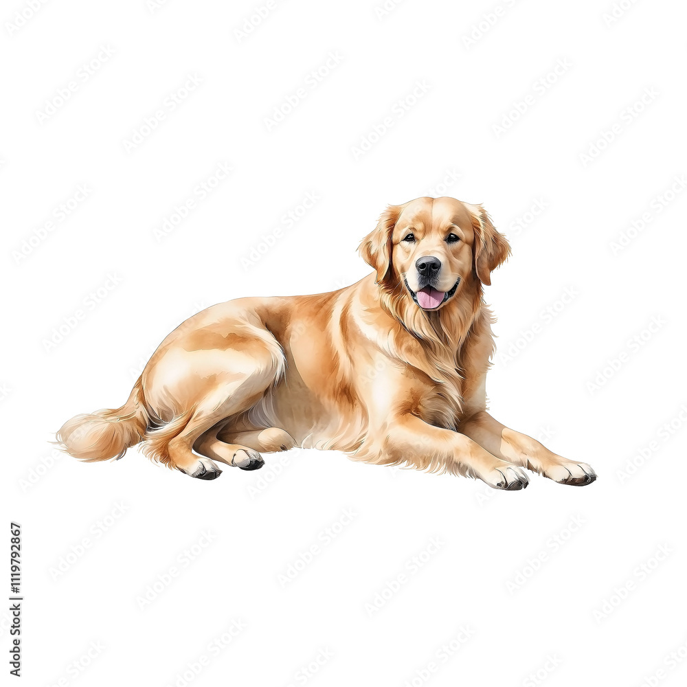 Hand paint watercolor of a golden retriever dog, happy and charm, perfect for dog lovers decor, pet care and veterinary. PNG, Transparent background. Hand paint watercolor of a golden retriever dog, happy and charm, perfect for dog lovers decor, pet care and veterinary. PNG, Transparent background.