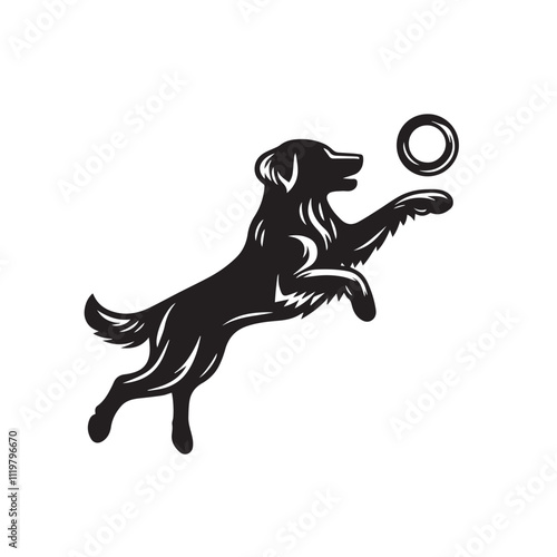 Dog jumping vector silhouette. Jumping dog logo, icon.