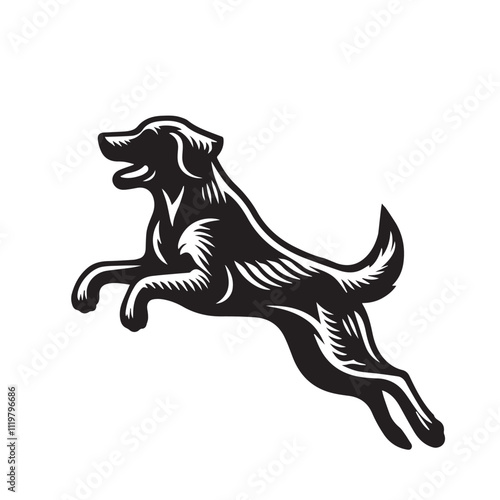 Dog jumping vector silhouette. Jumping dog logo, icon.