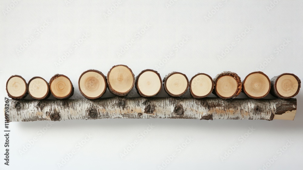 Wooden Logs Displayed on a White Background for Rustic Home Decor and Natural Aesthetic Concepts Wooden Logs Displayed on a White Background for Rustic Home Decor and Natural Aesthetic Concepts