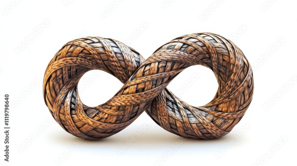 Decorative 3D rope infinity figure with detailed fibers and realistic shading, isolated on white Decorative 3D rope infinity figure with detailed fibers and realistic shading, isolated on white