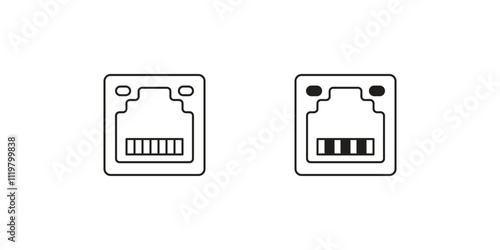 ethernet set icon with white background vector stock illustration