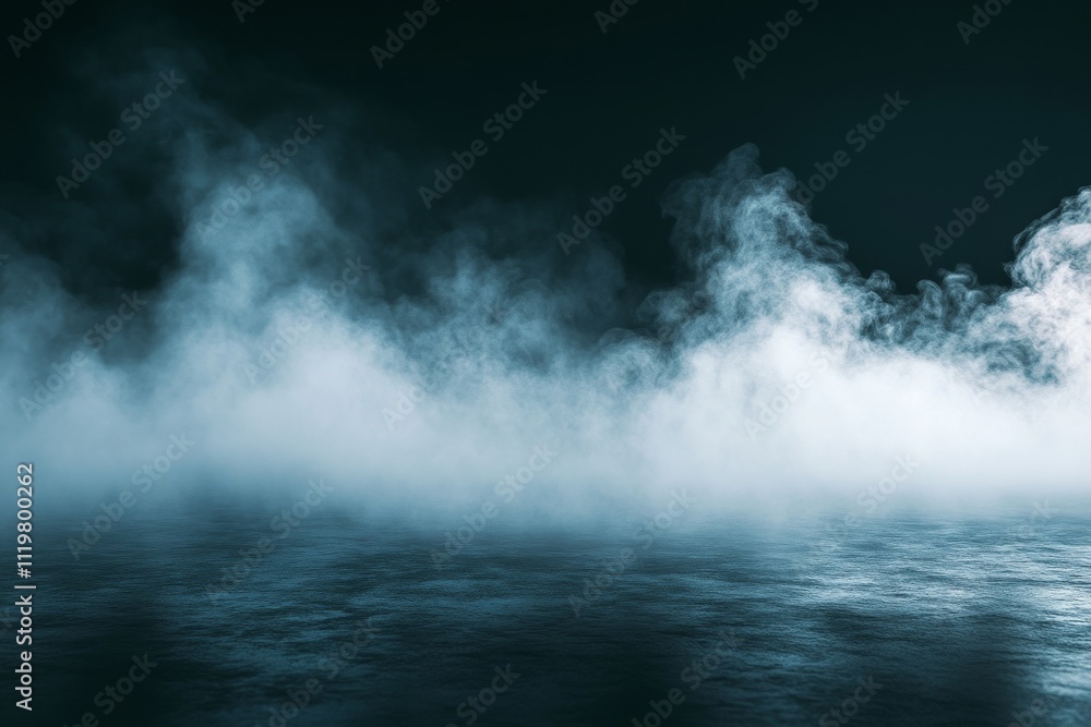 Mystical Fog Over Calm Water Surface at Night with Ethereal Smoke and Mysterious Atmosphere Creating a Surreal Setting for Creative Projects Mystical Fog Over Calm Water Surface at Night with Ethereal Smoke and Mysterious Atmosphere Creating a Surreal Setting for Creative Projects