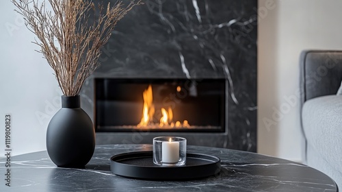 Modern cozy living room featuring an electric fireplace elegant decor and warm ambiance for a stylish home interior design