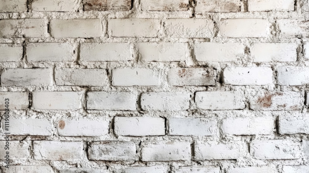 Fototapeta premium Whitewashed brick wall perfect for loft style interiors and modern design aesthetics offering a rustic yet contemporary backdrop.