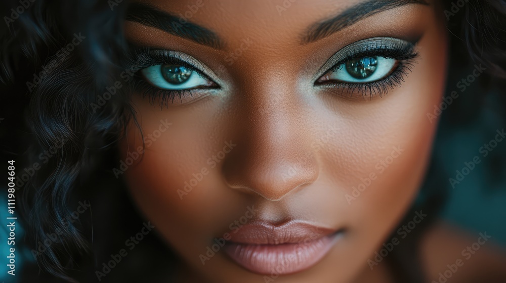 Close up portrait of a woman with flawless makeup highlighting her striking eyes and smooth skin clarity and beauty concept photography Close up portrait of a woman with flawless makeup highlighting her striking eyes and smooth skin clarity and beauty concept photography