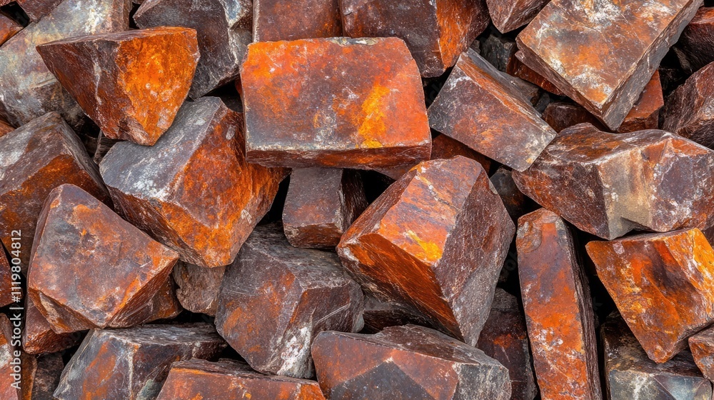 Close up of weathered red rectangular street bricks stacked in a pile showcasing texture and potential for reuse in construction projects Close up of weathered red rectangular street bricks stacked in a pile showcasing texture and potential for reuse in construction projects