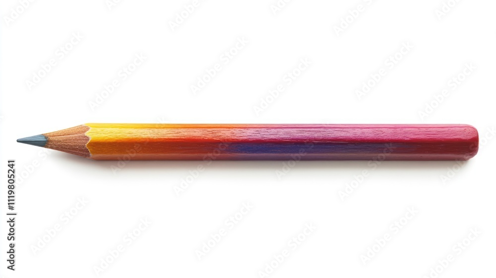 Colorful rainbow pencil isolated on a clean white background, perfect for back-to-school themes, featuring vibrant hues and a sharp tip, stationery, education, creativity, art supplies. Colorful rainbow pencil isolated on a clean white background, perfect for back-to-school themes, featuring vibrant hues and a sharp tip, stationery, education, creativity, art supplies.