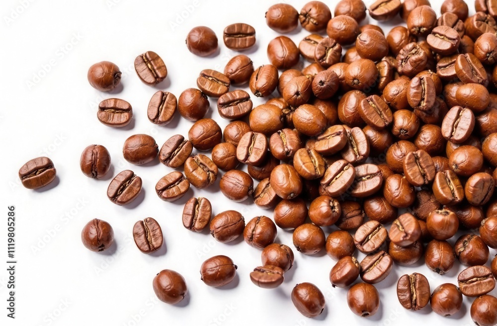 Fototapeta premium There is a sizable pile of coffee beans elegantly placed on a white surface