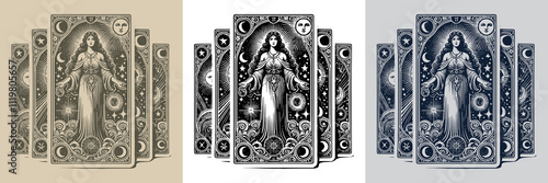 artistic goddess playing card tattoo design