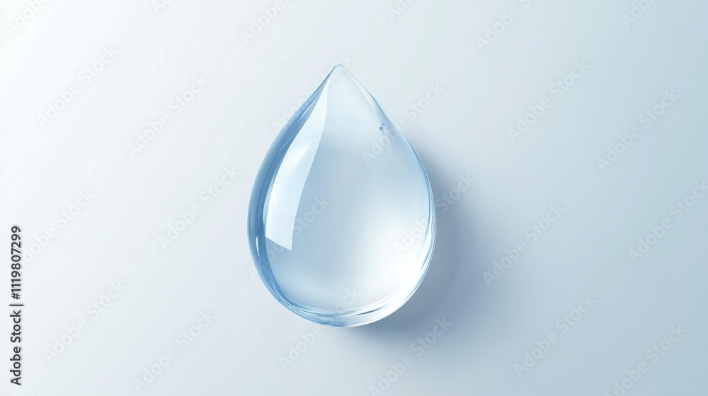 A pristine, clear water droplet resembling a teardrop shape, showcasing stunning clarity and reflection. A pristine, clear water droplet resembling a teardrop shape, showcasing stunning clarity and reflection.