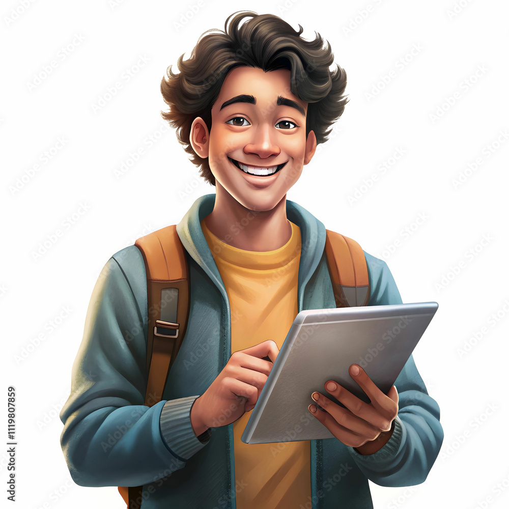 cheerful student with tablet cheerful student with tablet
