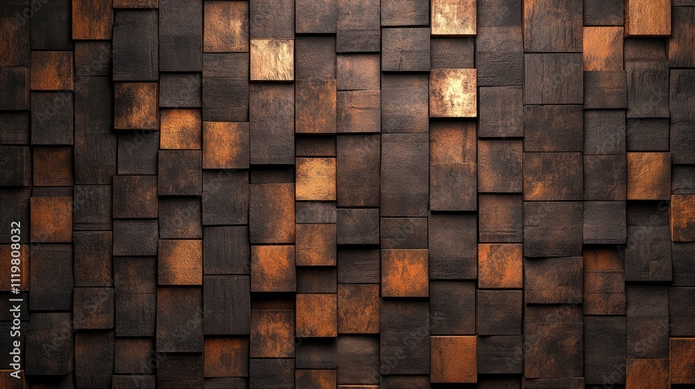 Textured Dark Brown Wooden Wall with Geometric Panels for Background or Interior Design Use Textured Dark Brown Wooden Wall with Geometric Panels for Background or Interior Design Use
