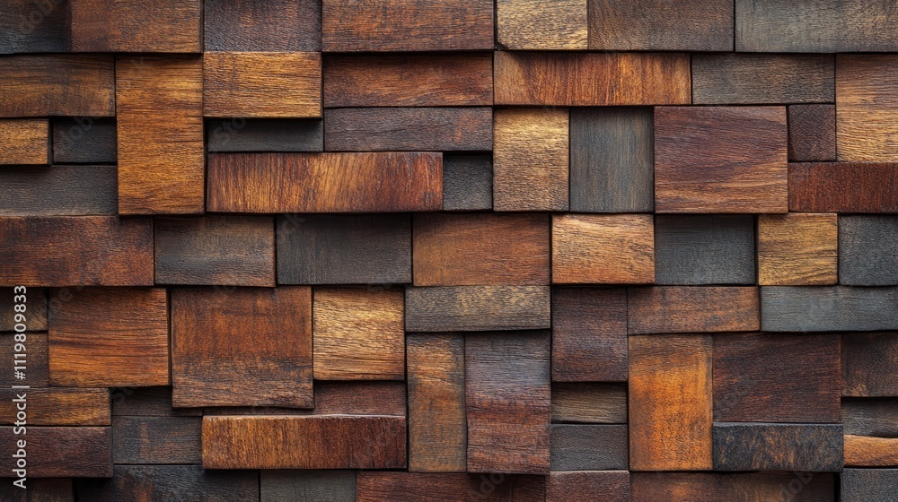 Detailed brown wooden texture wall background featuring an arrangement of various wooden planks in a seamless tile design. Detailed brown wooden texture wall background featuring an arrangement of various wooden planks in a seamless tile design.