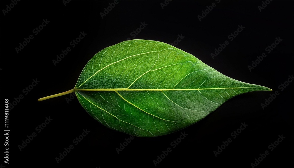 Obraz premium one leaf on a black background