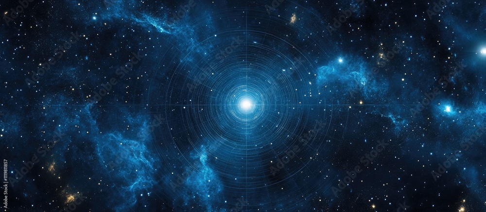 Bright star in a nebula with concentric circles. Bright star in a nebula with concentric circles.