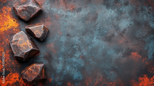 Cobalt ore stones on a textured background highlighting mineral extraction and resources for manufacturing processes in industry photo