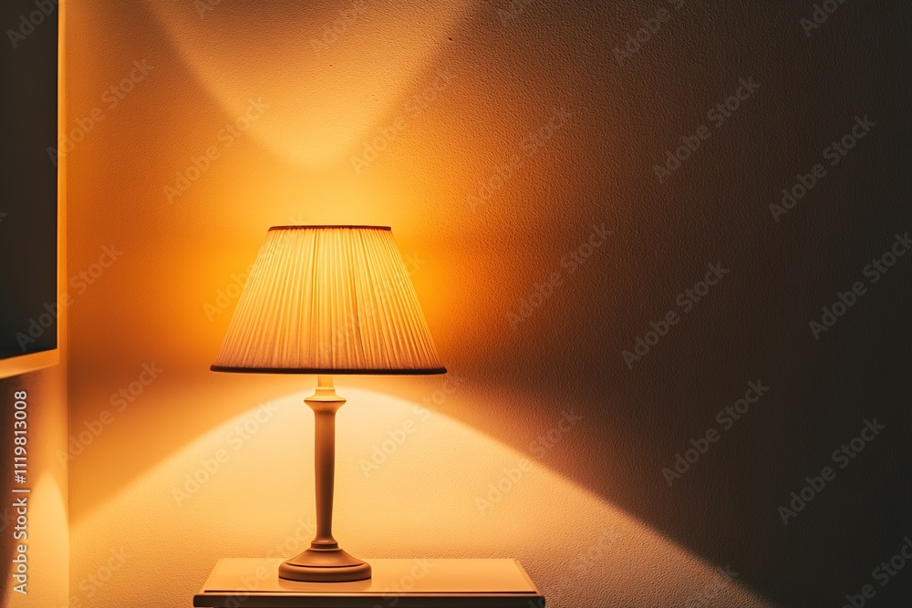 cozy corner with soft lighting from table lamp casting subtle shadows on walls cozy corner with soft lighting from table lamp casting subtle shadows on walls
