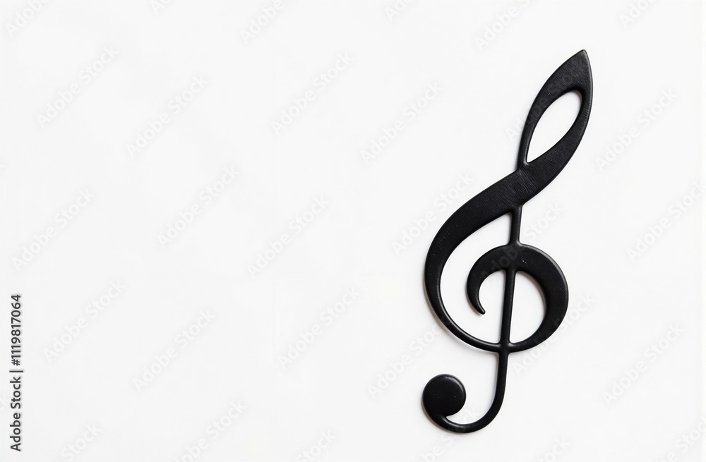 A black treble clef displayed prominently against a white background A black treble clef displayed prominently against a white background