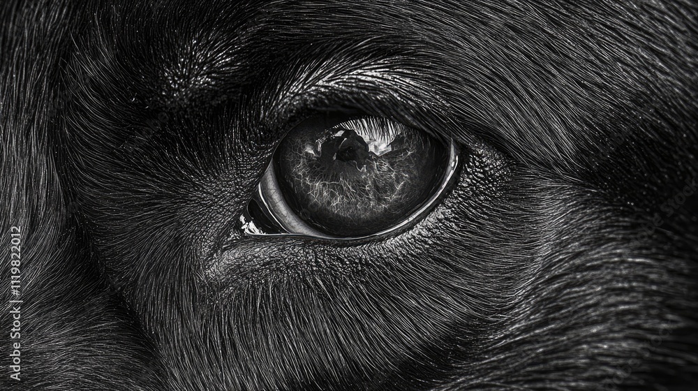 Close up of a dog's eye showcasing intricate details and reflections highlighting the beauty and emotion in pet photography Close up of a dog's eye showcasing intricate details and reflections highlighting the beauty and emotion in pet photography