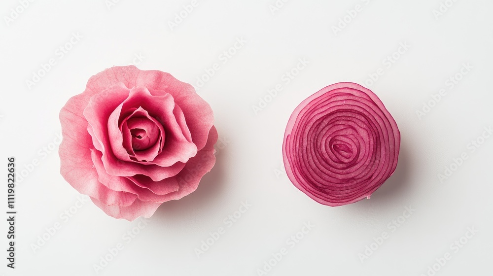Fresh red onion whole and sliced showcasing vibrant rings on a clean white background ideal for culinary or nutrition-related content Fresh red onion whole and sliced showcasing vibrant rings on a clean white background ideal for culinary or nutrition-related content
