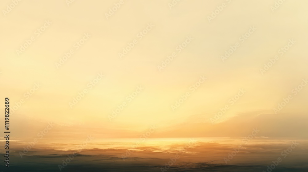 Obraz premium Golden hour sky gradient over a tranquil beach landscape with soft colors and serene atmosphere.
