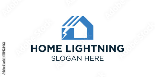 Home and lightning combination logo, energy house logo, house and lightning roof logo