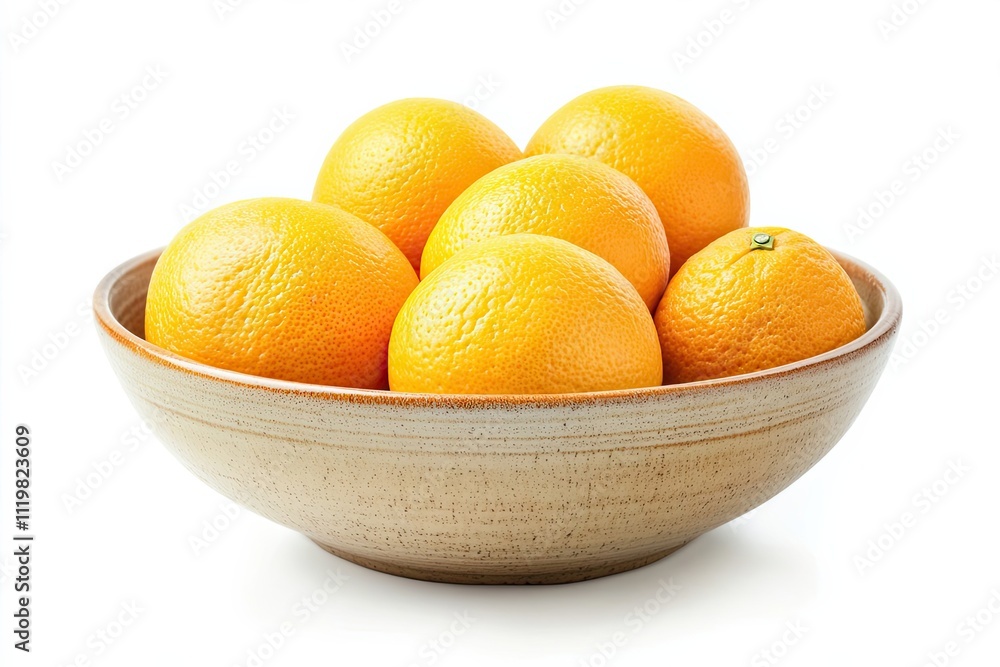 Fresh Oranges in a Brown Ceramic Bowl Fresh Oranges in a Brown Ceramic Bowl