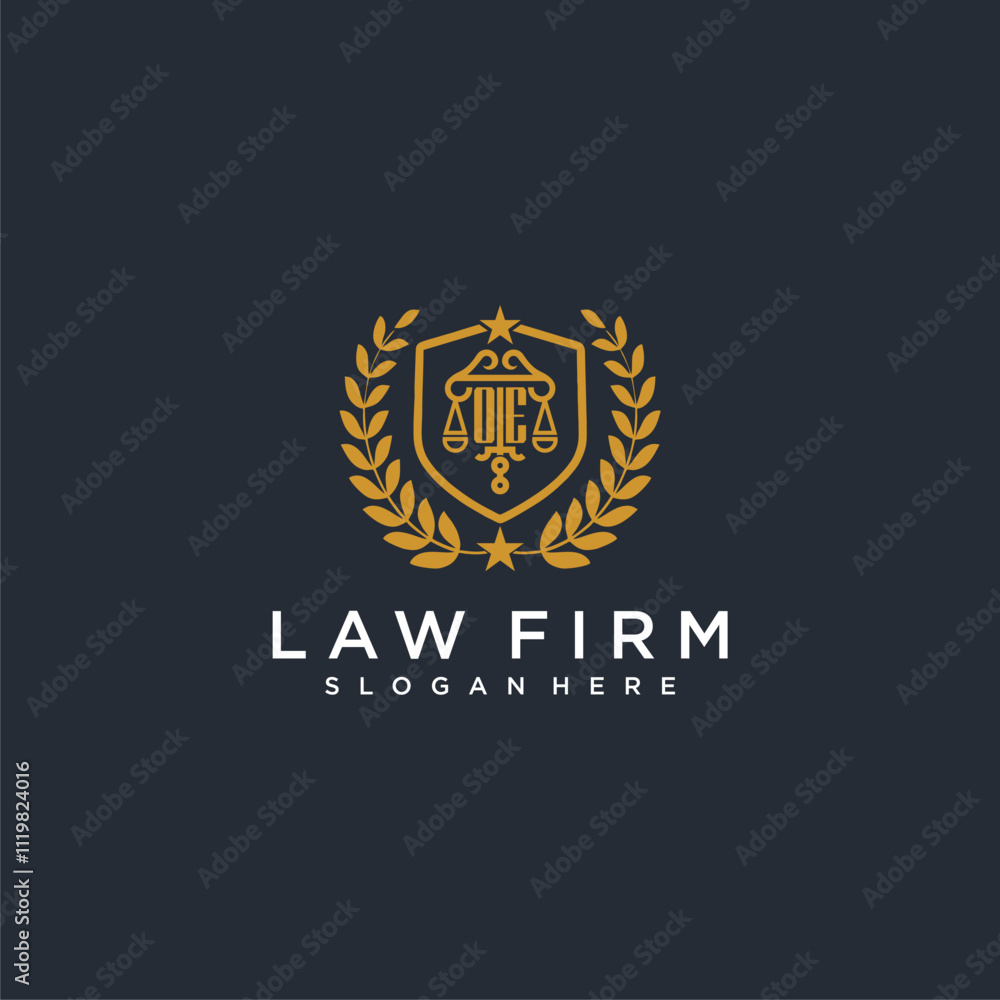 OE letter monogram logo for lawfirm with pillar & leaf image design OE letter monogram logo for lawfirm with pillar & leaf image design