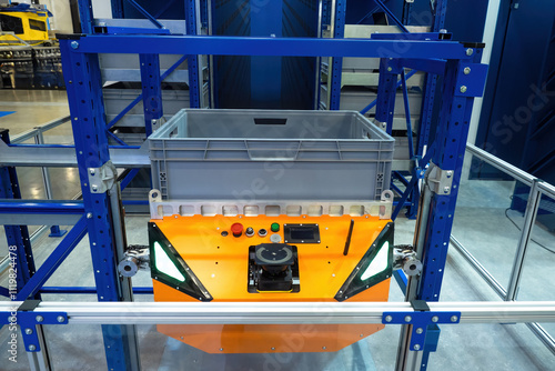 AMR robot in warehouse. Aut...