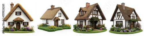 Quaint thatched cottages idyllic charming