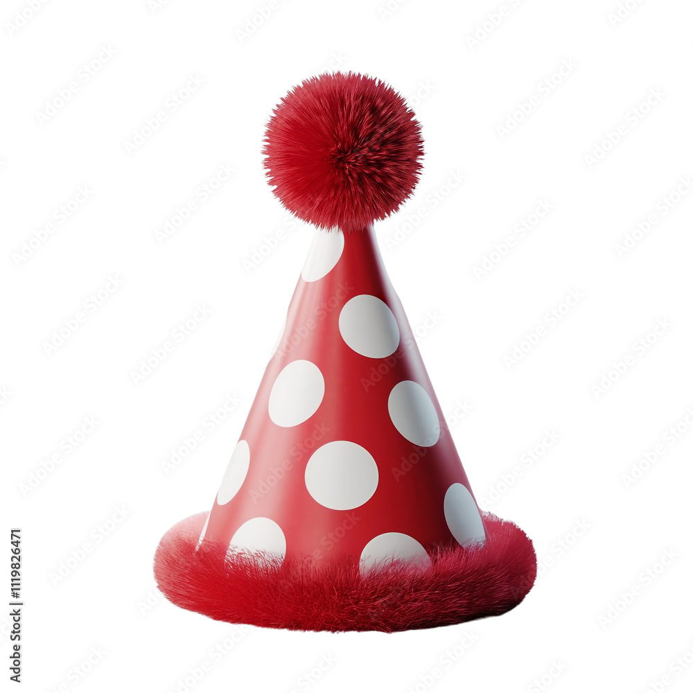 red and white polka dot party hat isolated on white background red and white polka dot party hat isolated on white background