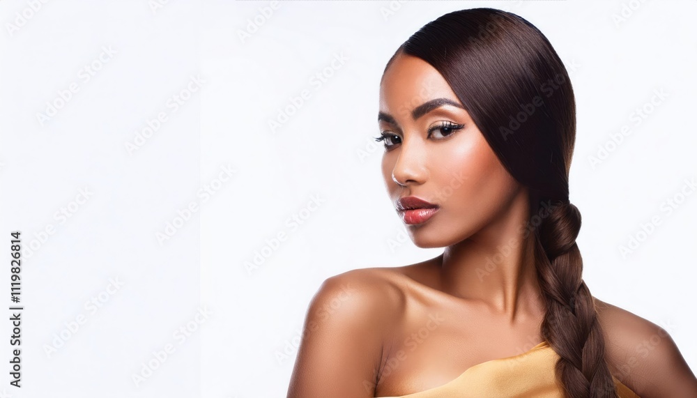 Obraz premium beautiful young woman with fashion makeup and hairstyle in silk