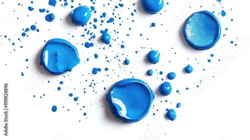 Wallpaper Mural Blue nail polish splatters and drops creating an artistic pattern against a clean white background for cosmetic and design concepts. Torontodigital.ca