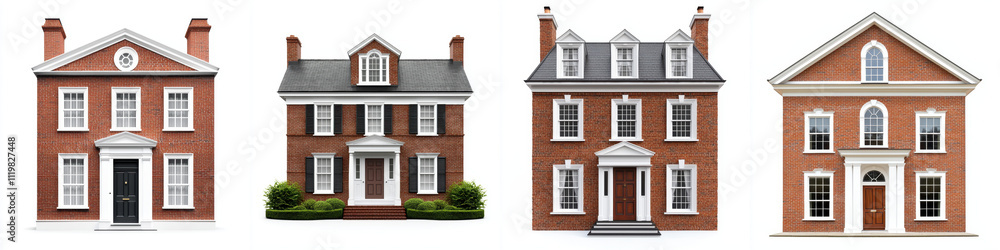 Serene colonial houses symmetrical windows Serene colonial houses symmetrical windows