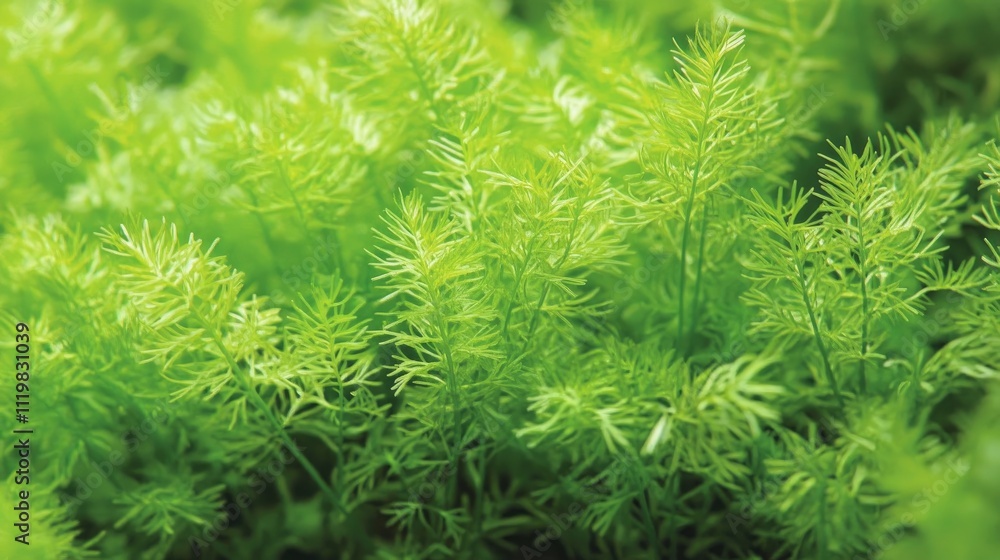 Close up of vibrant asparagus fern showcasing its fine delicate foliage and intricate needle-like leaves in lush green abundance. Close up of vibrant asparagus fern showcasing its fine delicate foliage and intricate needle-like leaves in lush green abundance.