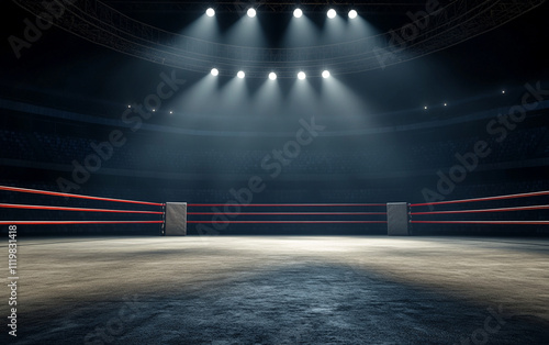Wallpaper Mural Empty ring in dark stadium with piercing spotlight illuminating space Torontodigital.ca