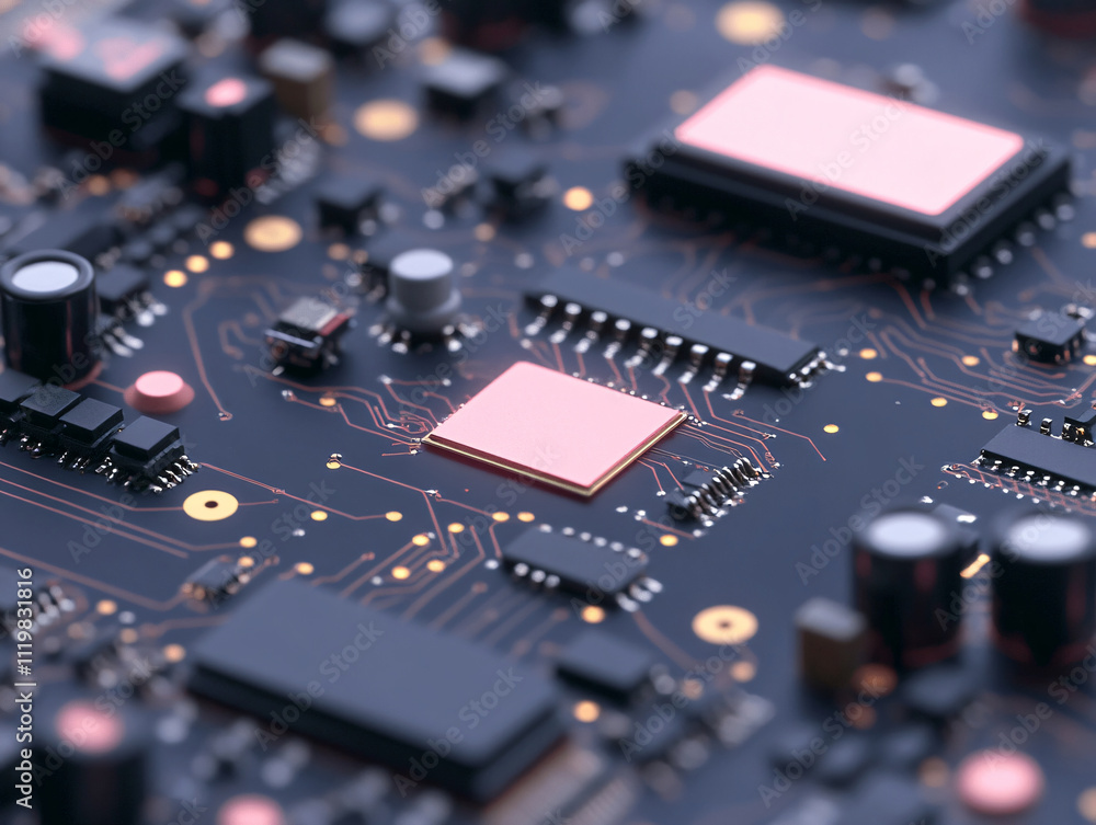 close up of circuit board showcasing intricate soldering and components, highlighting complexity of electronic design and technology close up of circuit board showcasing intricate soldering and components, highlighting complexity of electronic design and technology
