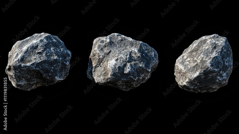 High resolution isolated asteroids collection on black background ideal for design integration and visual effects applications High resolution isolated asteroids collection on black background ideal for design integration and visual effects applications