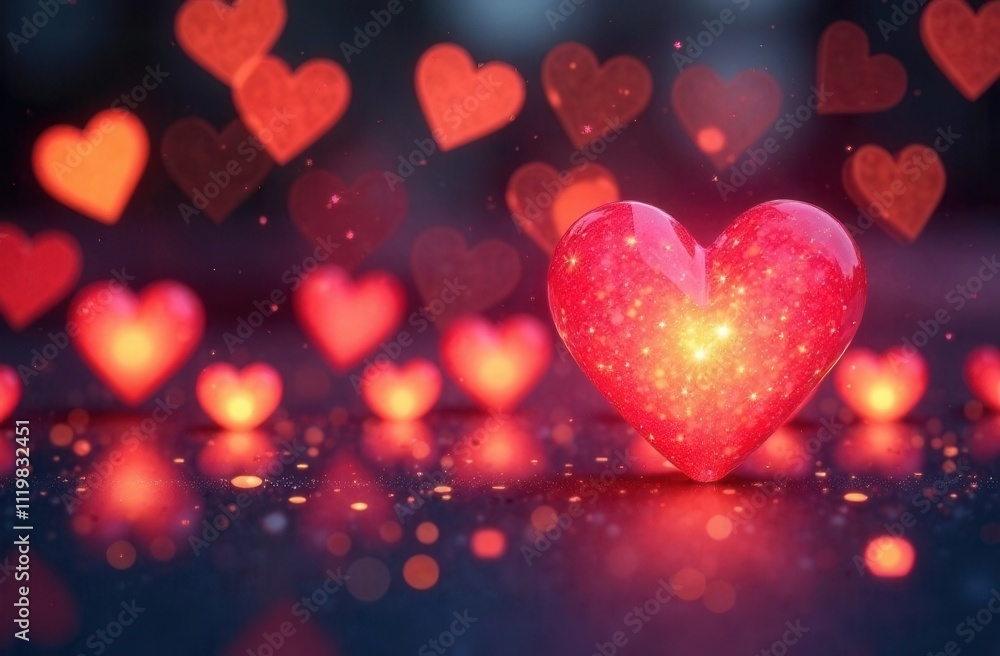 A vibrant red heart is beautifully surrounded by several red hearts A vibrant red heart is beautifully surrounded by several red hearts