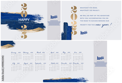 Calendar 2025 corporate design template vector. 2025 Calendar gift and wish.