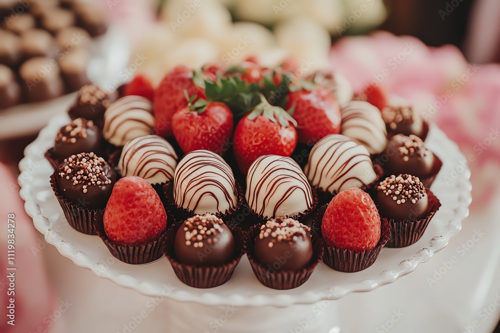 A Dessert Plate with Assorted Chocolates A Dessert Plate with Assorted Chocolates
